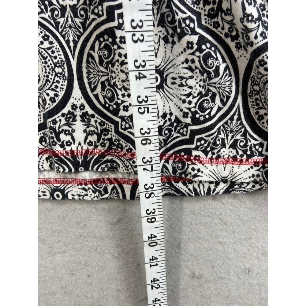 Soma Gown Sz L Black White Pattern 3/4 Sleeve Dress with Red Trim Nightgown - Picture 6 of 9